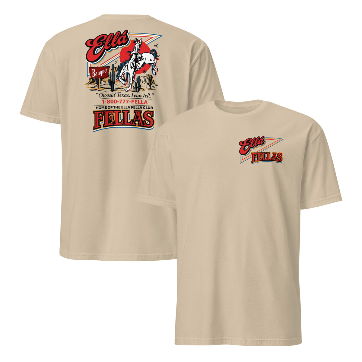 Ella Fella Club shirt in sand color for Ella's Fellas fan club members