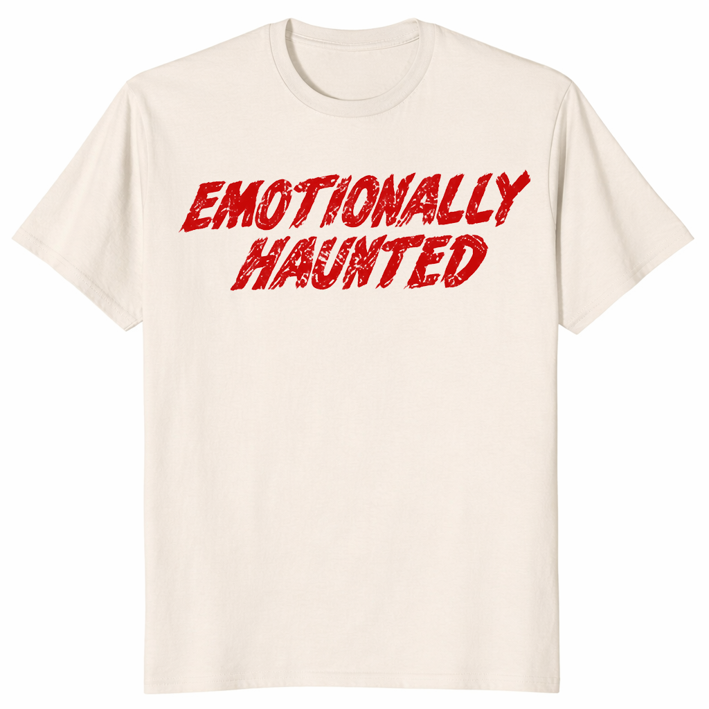 Natural Emotionally Haunted shirt, flat-lay front view