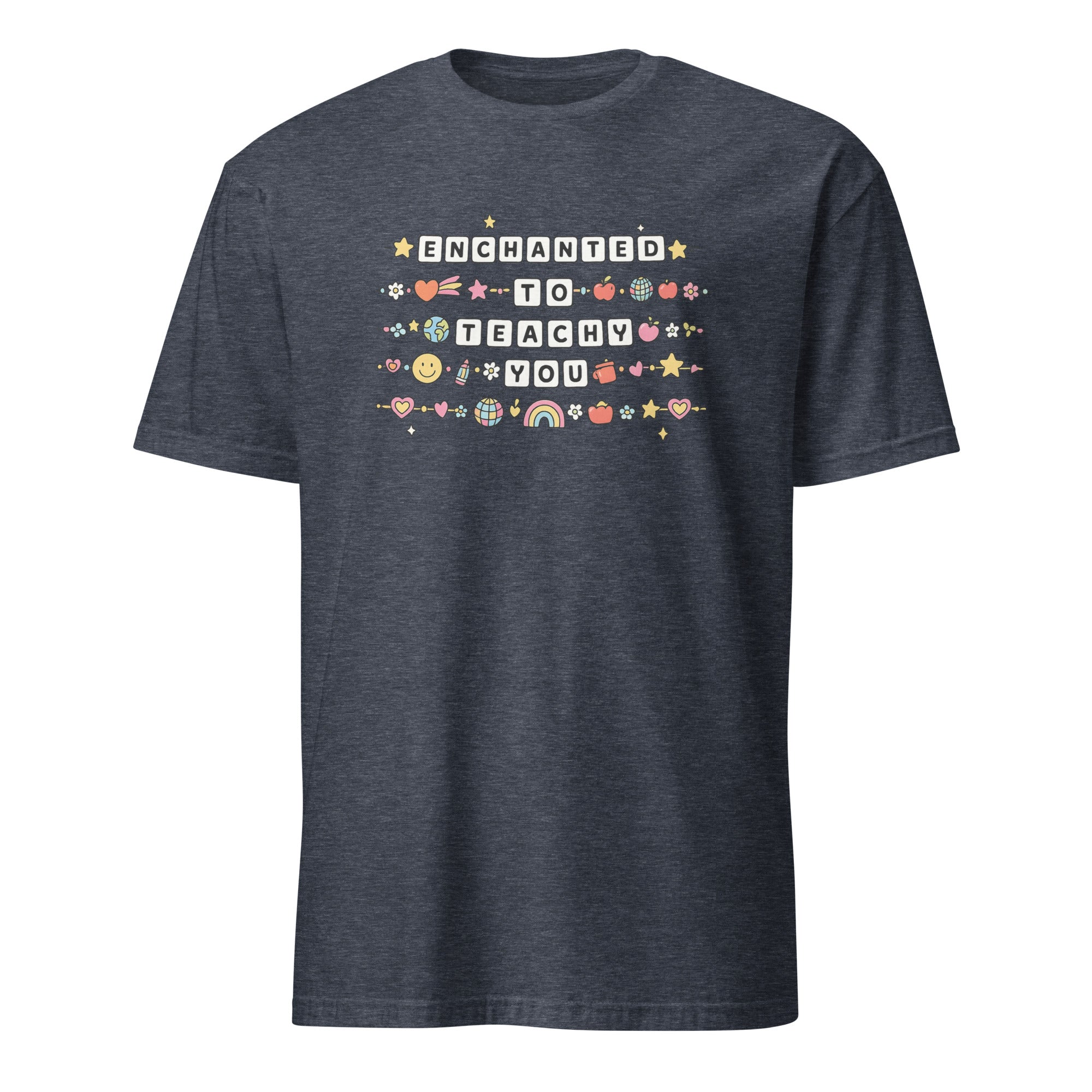 Heather Navy Enchanted to Teach You Shirt by Cuccico – Comfortable Teacher T-Shirt
