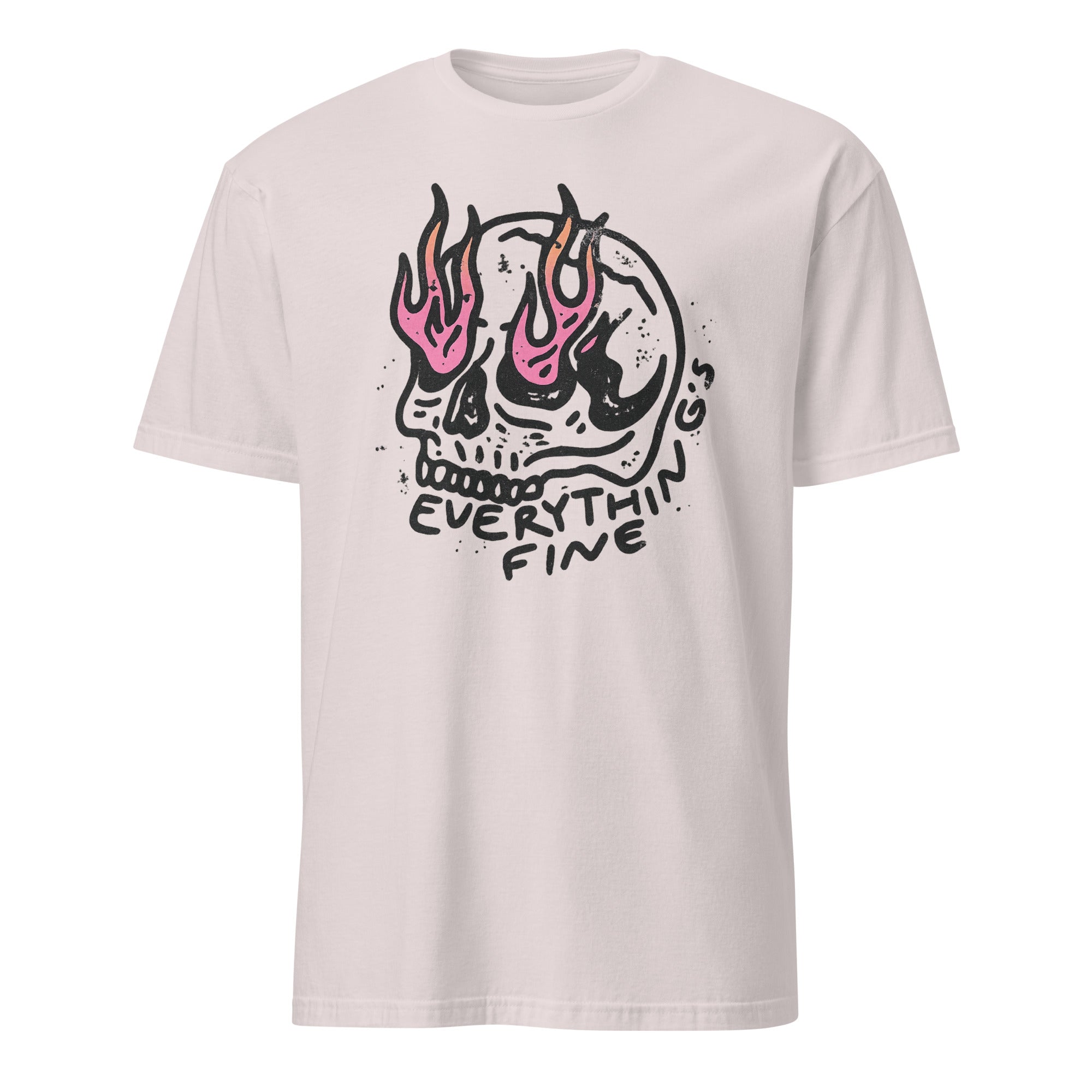 Everything is Fine Shirt in Ice Grey by Cuccico Retro Grunge Skull Graphic Tee