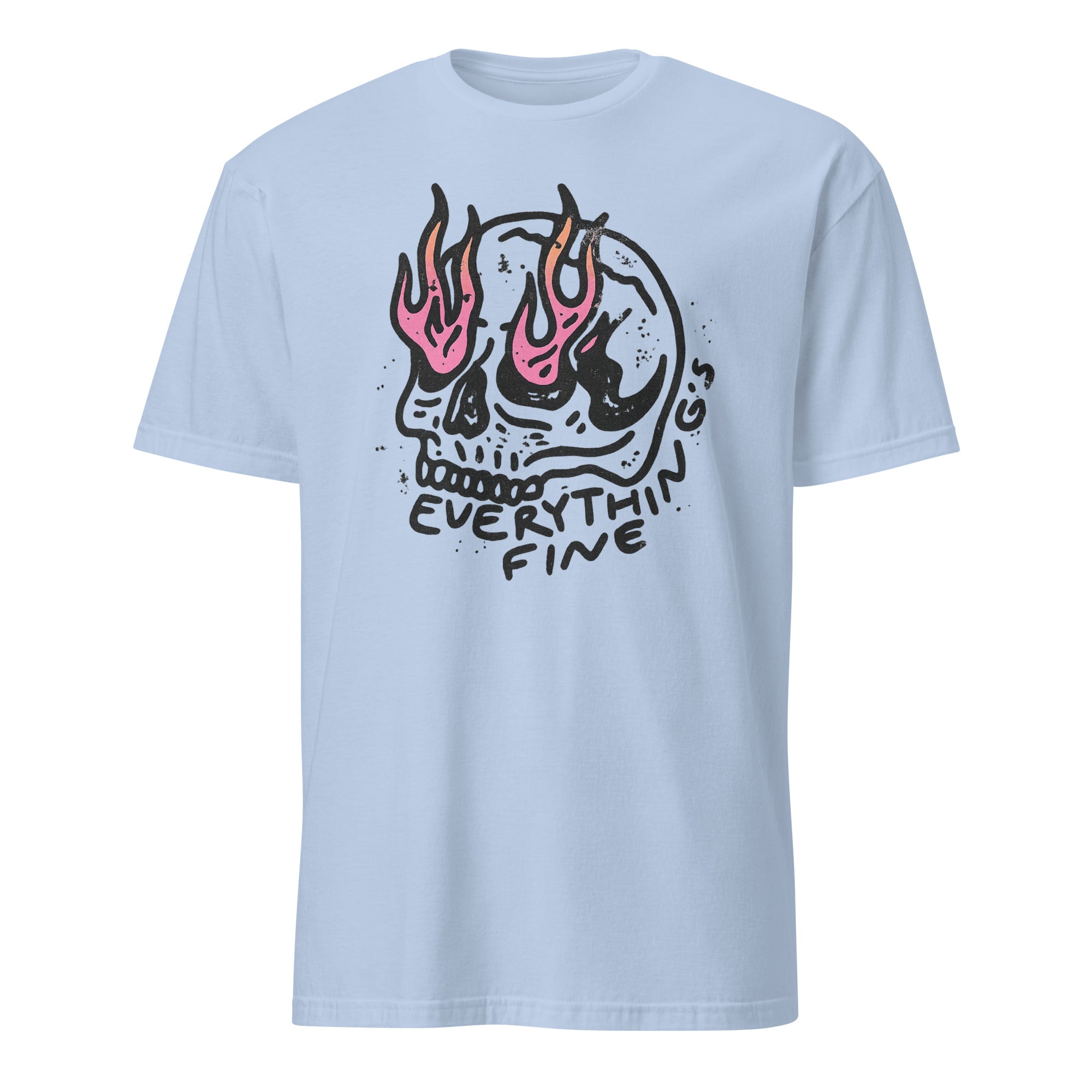 Everything is Fine Shirt in Light Blue by Cuccico Skeleton Festival Retro Grunge Tee