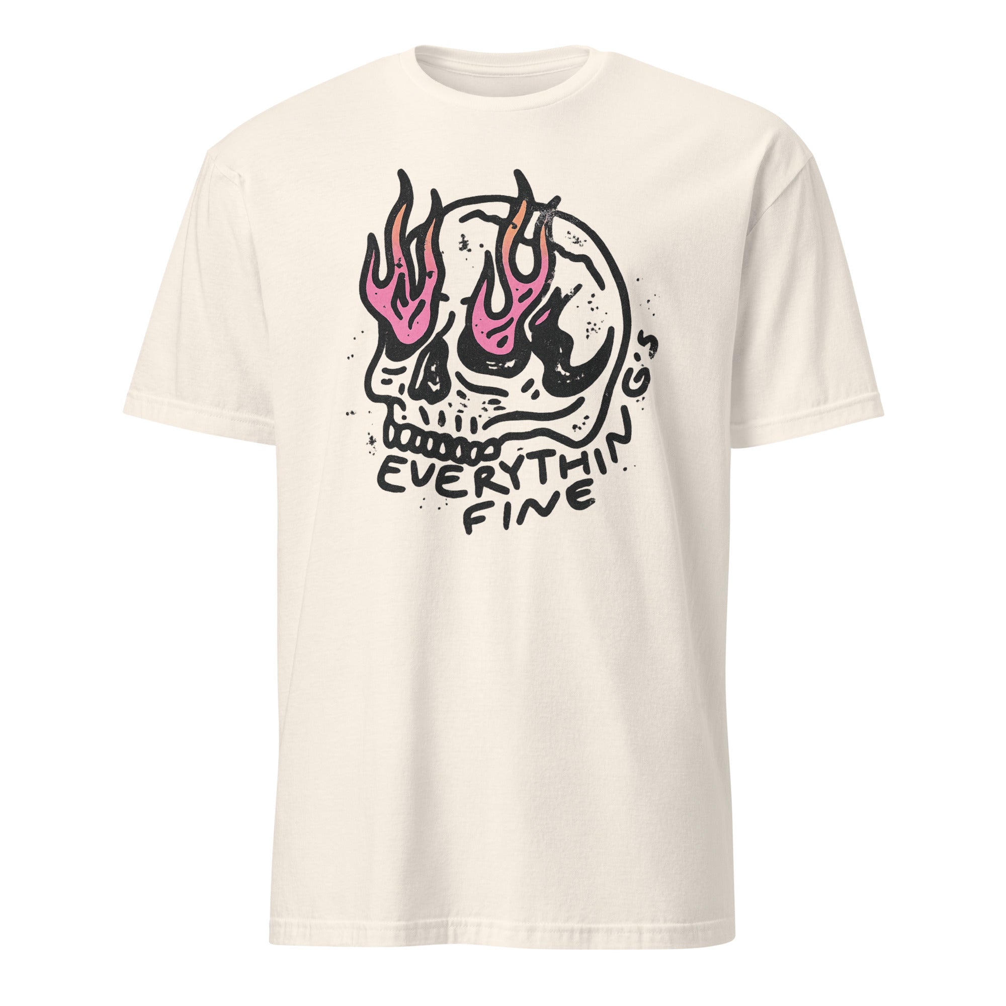 Everything is Fine Shirt in Natural by Cuccico Retro Grunge Flaming Skull Shirt