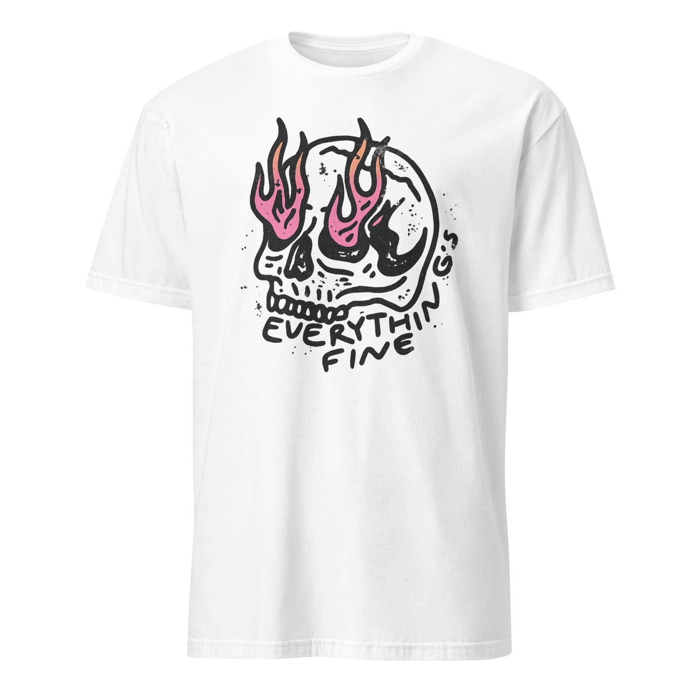 Everything is Fine Shirt in White by Cuccico Retro Grunge Skeleton Festival Tee