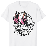 Everything is Fine Shirt in White by Cuccico Retro Grunge Skeleton Festival Tee