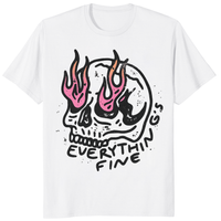 Everything is Fine Shirt in White by Cuccico Retro Grunge Skeleton Festival Tee