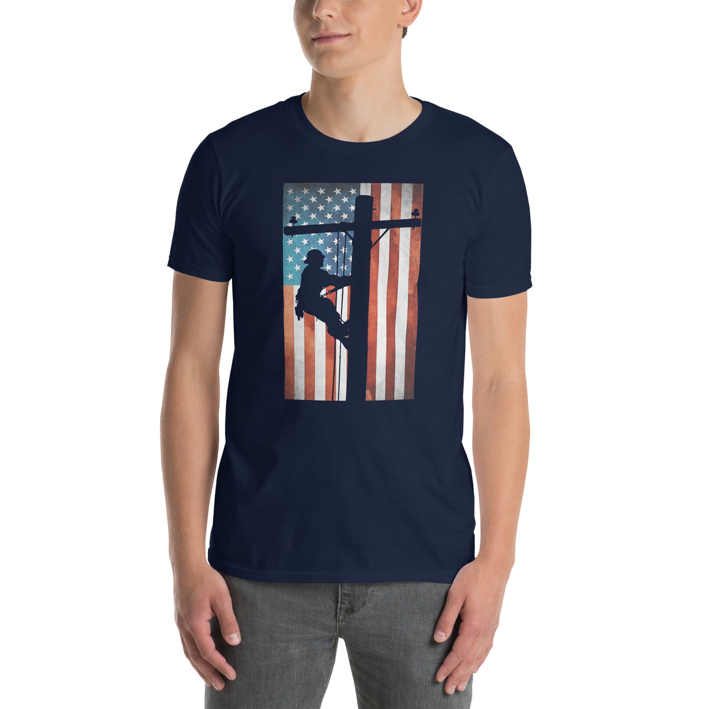 Lineman American Flag T-Shirt | Patriotic Gift - Cuccico Design