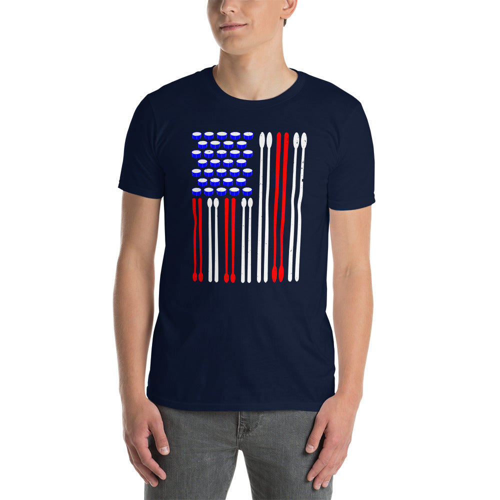 Drummer T-Shirt | Drum Sticks & USA Flag Design - Cuccico Design