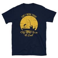 Funny Fishing T-Shirt: Can't Work Today Arm in Cast - Cuccico Design