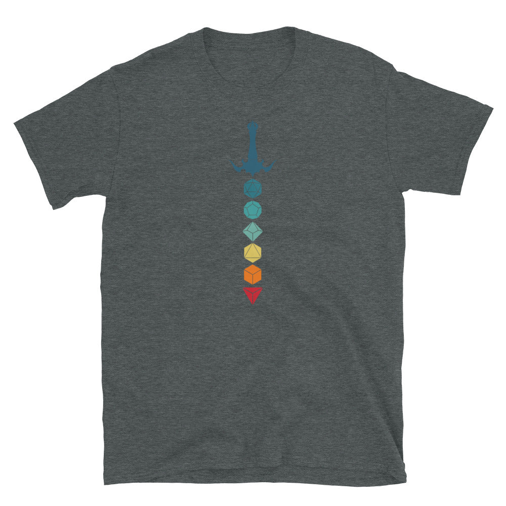D20 T-Shirt - Retro Gaming Dice & Sword Design - Cuccico Design