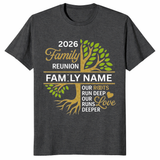 Family Reunion Shirt 2026 in Dark Heather Grey — printed on demand group tee