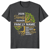 Family Reunion Shirt 2026 in Dark Heather Grey — printed on demand group tee