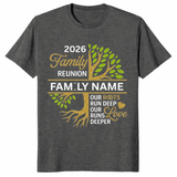 Family Reunion Shirt 2026 in Dark Heather — unisex family event tee