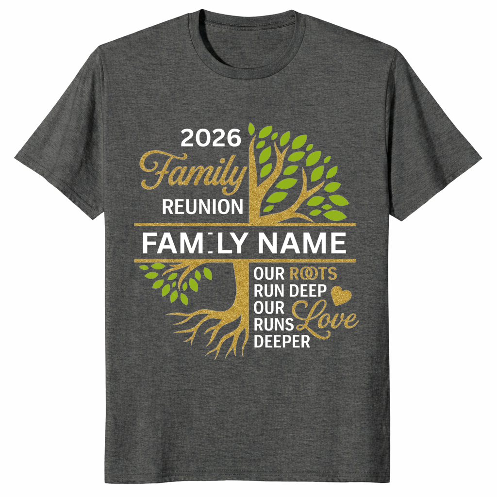 Family Reunion Shirt 2026 in Dark Heather — unisex family event tee