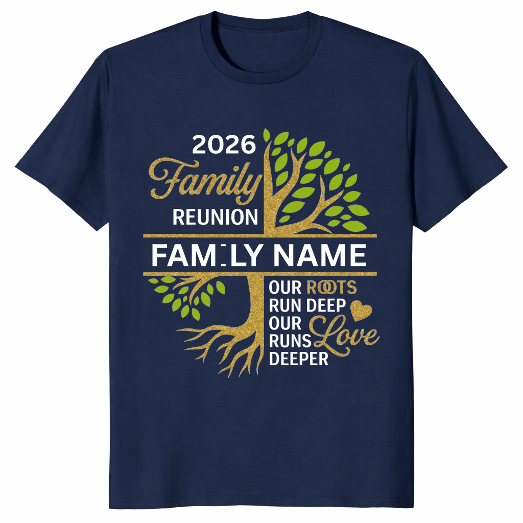 Family Reunion Shirt 2026 in Navy — matching group gathering shirt