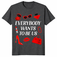 Fashion lover gift shirt in dark heather grey with red accessory graphic