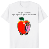 Fast Car T-Shirt | Whimsical Apple Car Driving Graphic Tee | Cuccico
