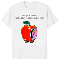 Fast Car T-Shirt | Whimsical Apple Car Driving Graphic Tee | Cuccico