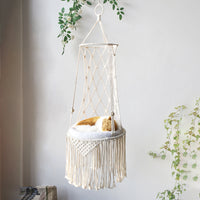 Macrame Hanging Pet Bed Macrame Cat Hammock Wall Hanging Cat Hammock Macrame Cat Bed-Pet Gifts Hammock Macrame Cat Swing - YourCatBackpack.Co