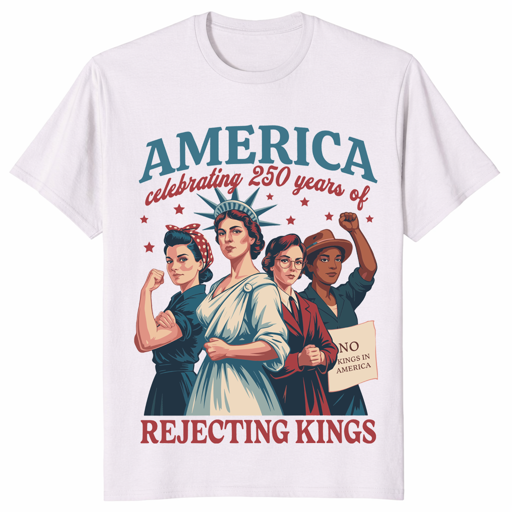 Feminist 4th of July Liberal Patriotic Tee in Ice Grey