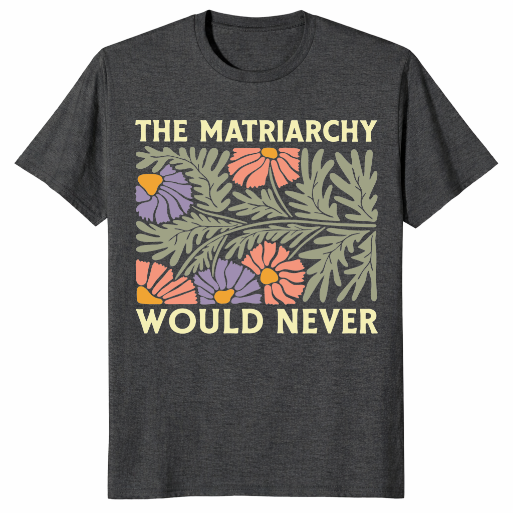 Feminist floral shirt dark heather grey