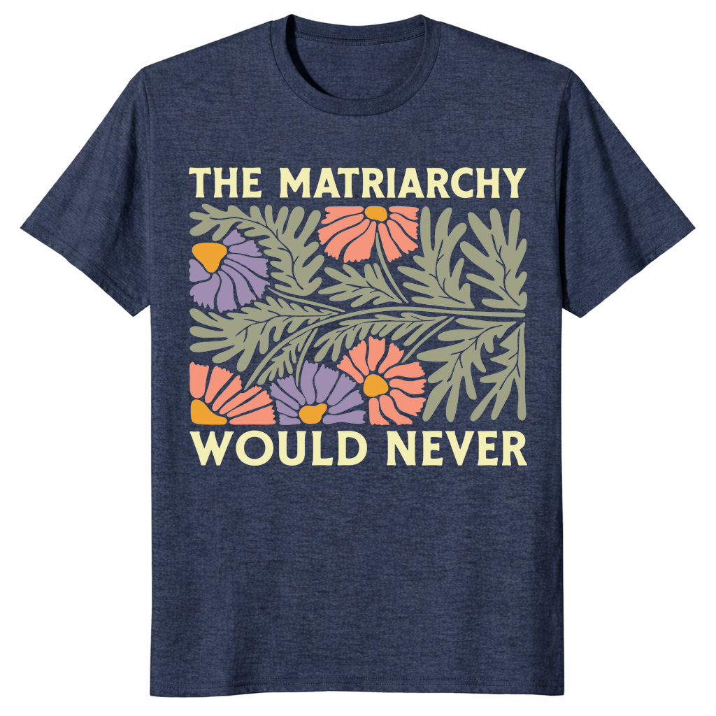 Feminist floral shirt heather navy