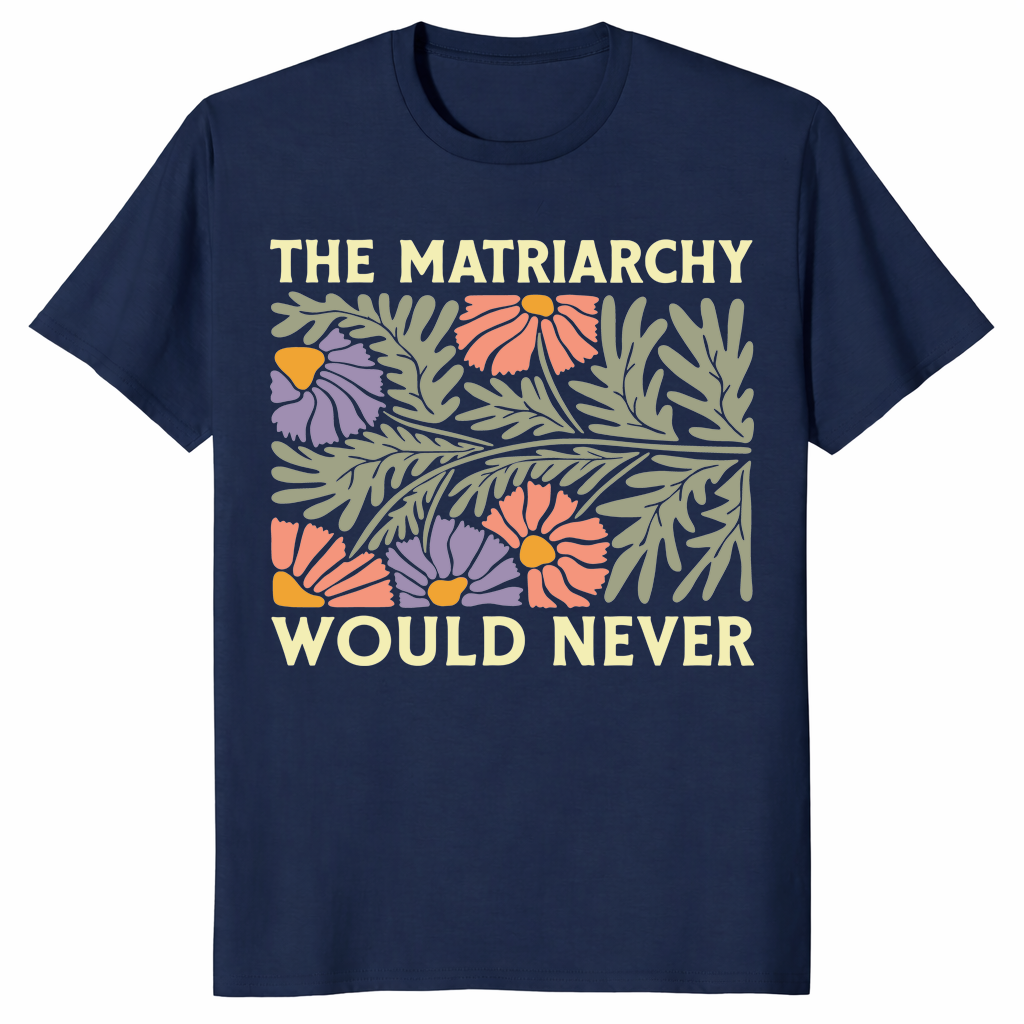 Feminist floral shirt in navy