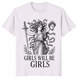 Feminist Medusa Shirt in ice grey