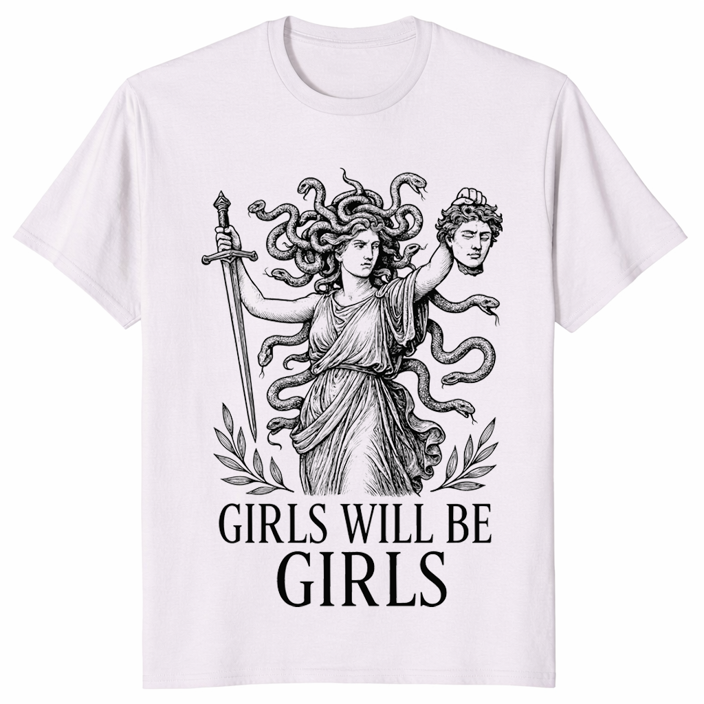 Feminist Medusa Shirt in ice grey