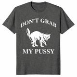 Feminist protest tee with arched text and angry cat graphic