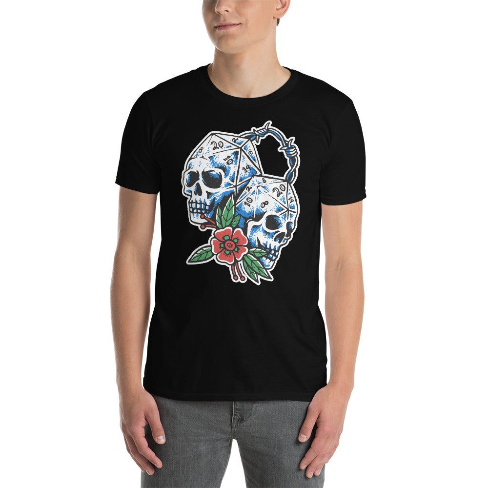 Floral Skull D20 T-Shirt | Gaming & RPG Dice Shirt - Cuccico Design