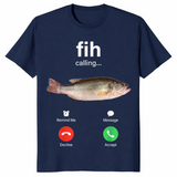 Navy Fih Calling shirt with the viral incoming phone call fish meme screen