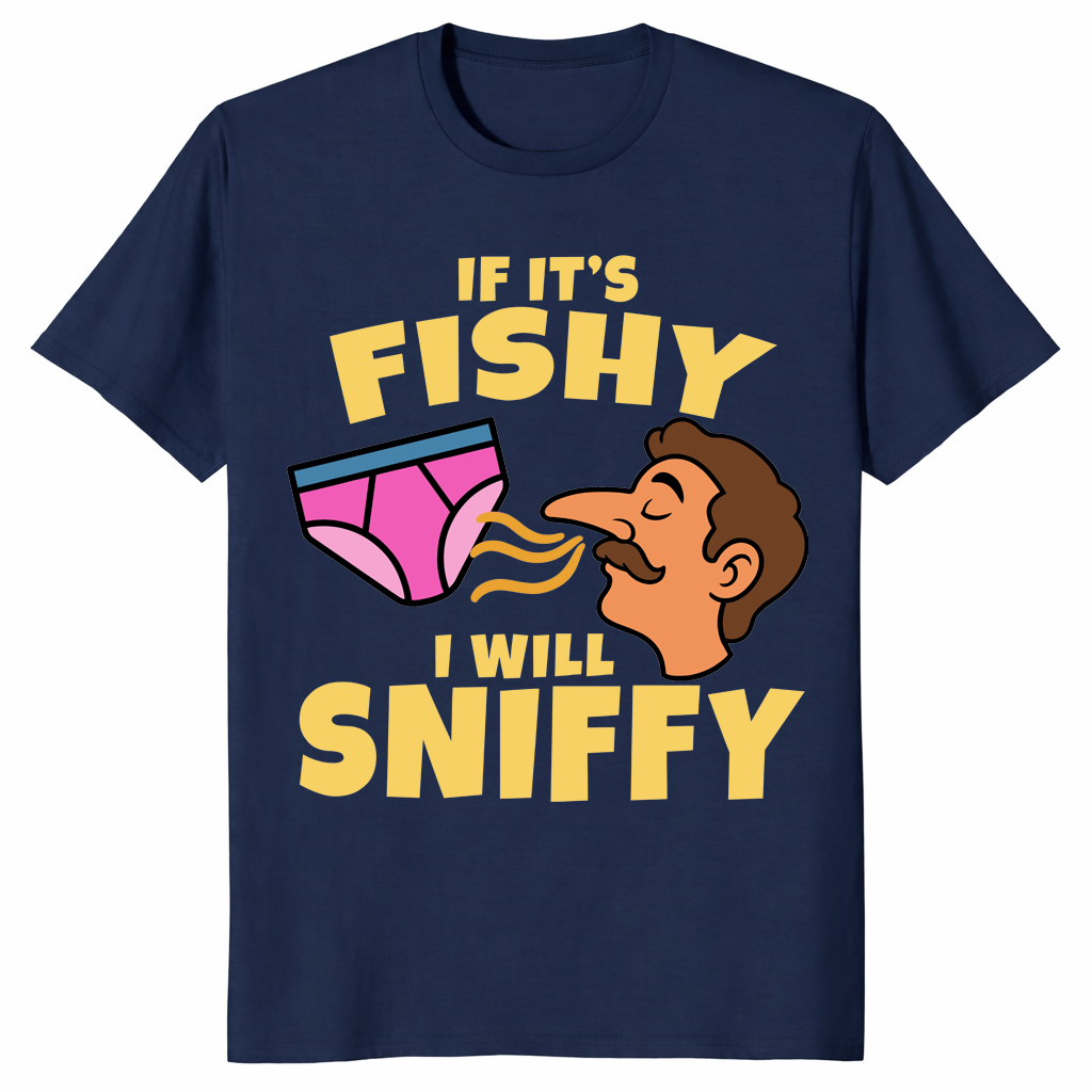Fishy I Will Sniffy shirt in navy