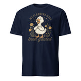"Navy Flabbersgasted Shirt with Funny Goose Meme design by Cuccico"