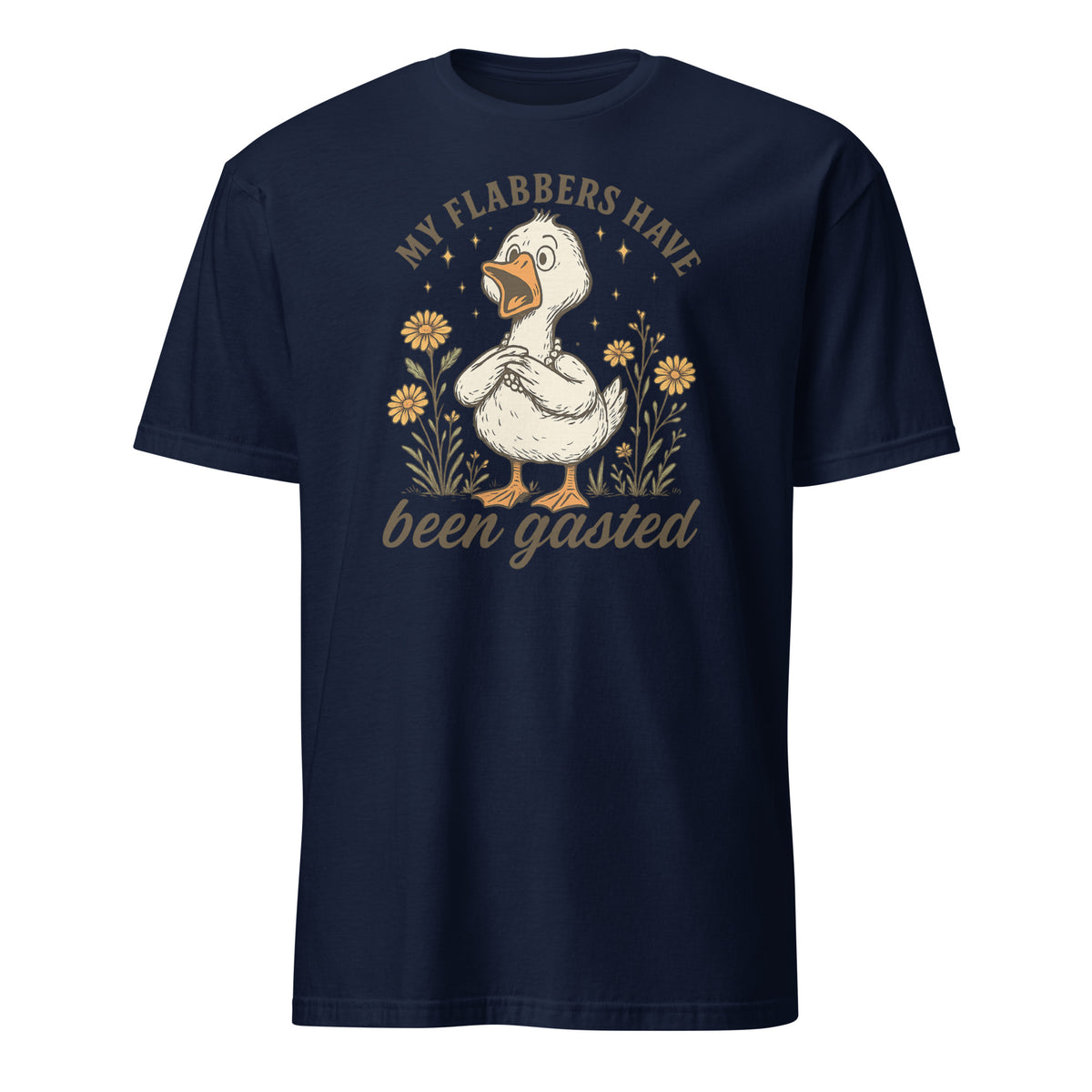 "Navy Flabbersgasted Shirt with Funny Goose Meme design by Cuccico"