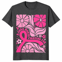 Floral Breast Cancer Shirt in dark heather grey