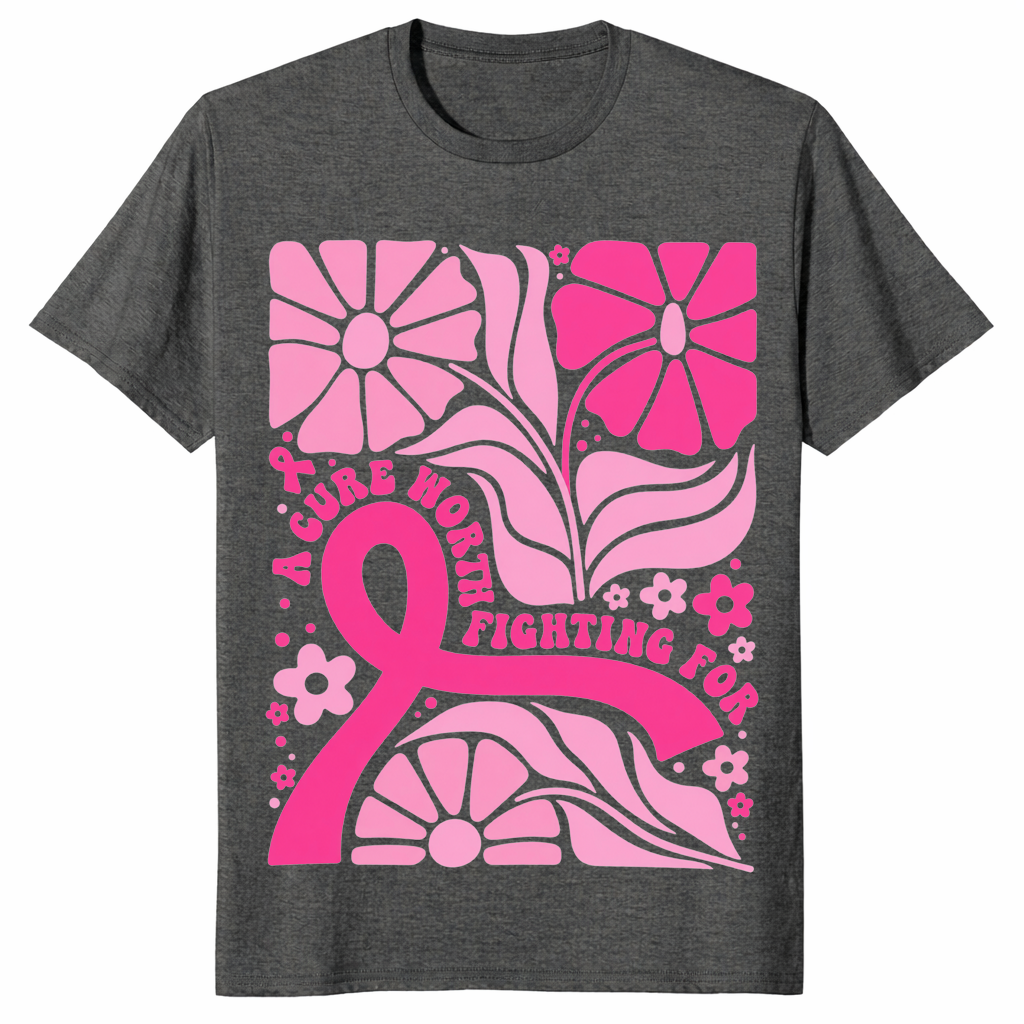 Floral Breast Cancer Shirt in dark heather