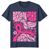 Floral Breast Cancer Shirt in heather navy
