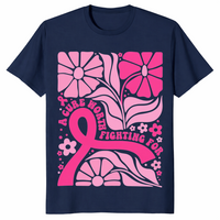 Floral Breast Cancer Shirt in navy