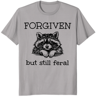 Forgiven But Still Feral T-Shirt with funny Christian raccoon graphic tee