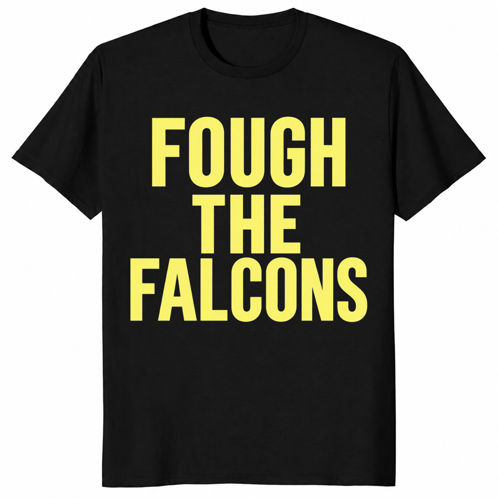 Fough the falcons shirt in black with bold gold rival football fan lettering