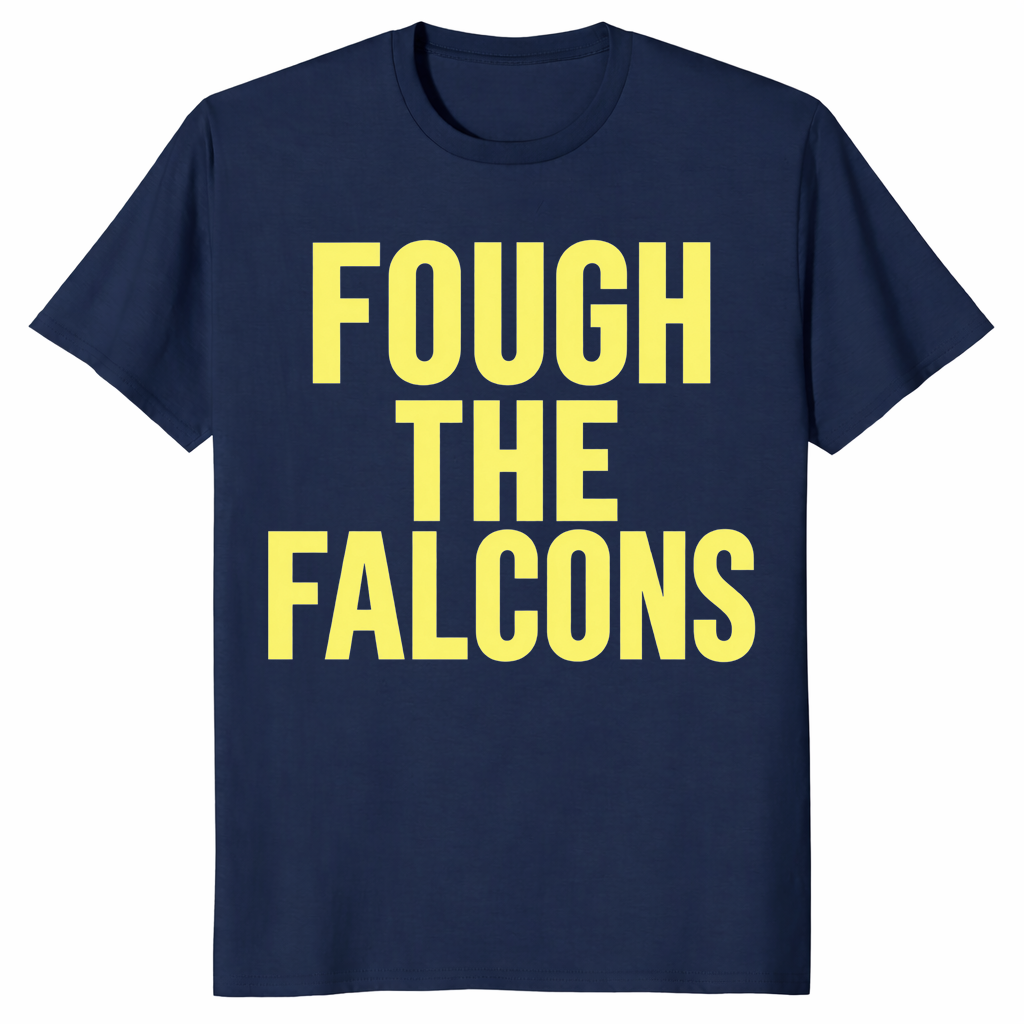 Fough the falcons shirt in navy with bold gold rival football fan lettering