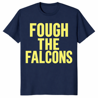 Fough the falcons shirt in navy with bold gold rival football fan lettering