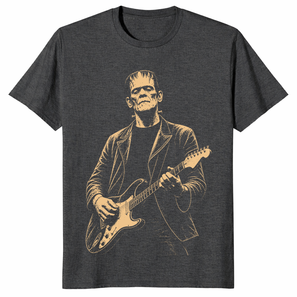 Frankenstein guitar shirt in dark heather grey