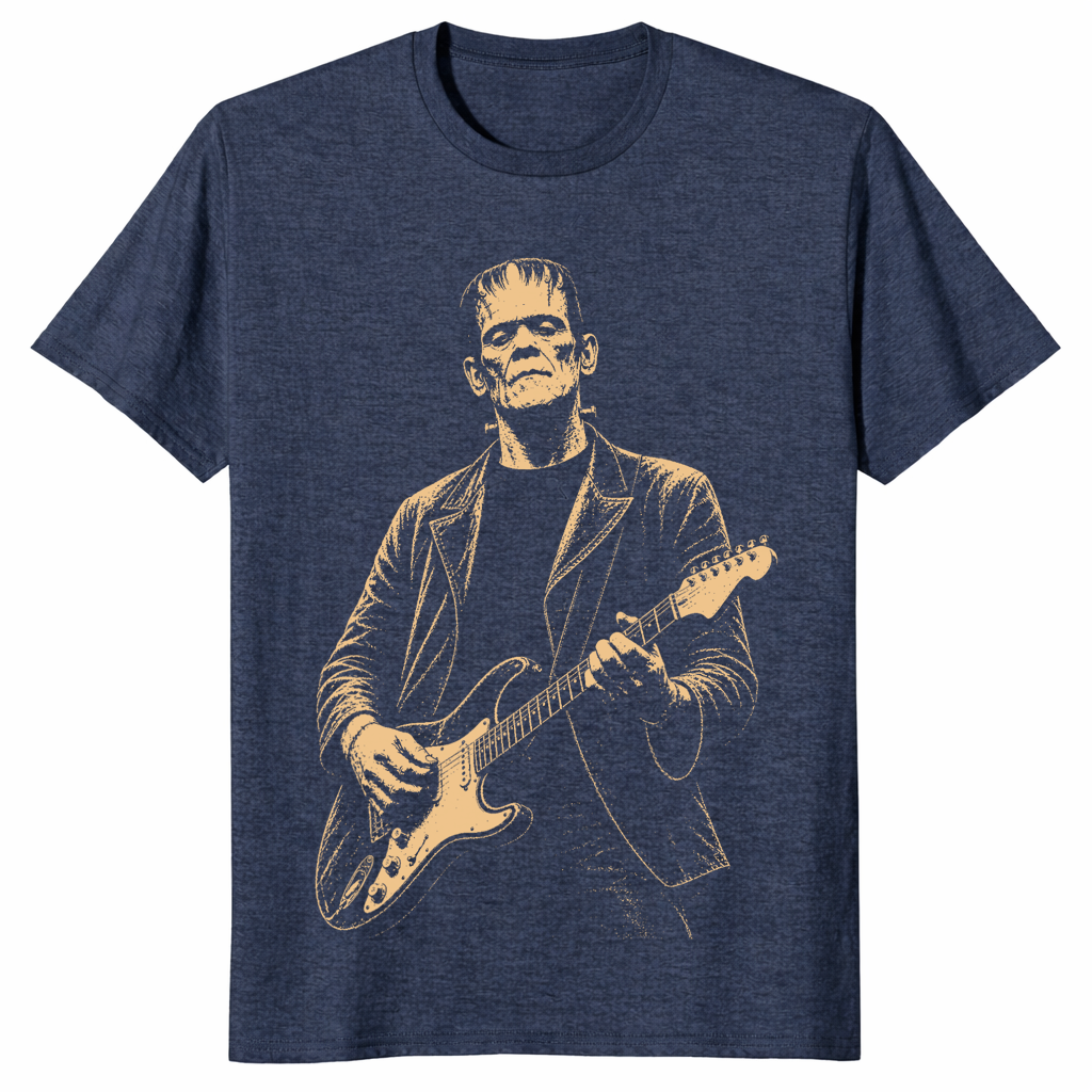 Frankenstein guitar shirt in heather navy