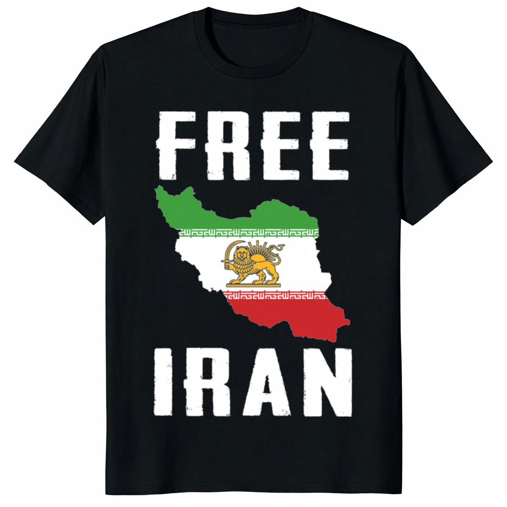 Free Iran Lion Symbol Shirt featuring Persian Lion and Sun emblem