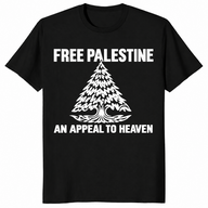 Free Palestine shirt in black with An Appeal To Heaven pine tree design