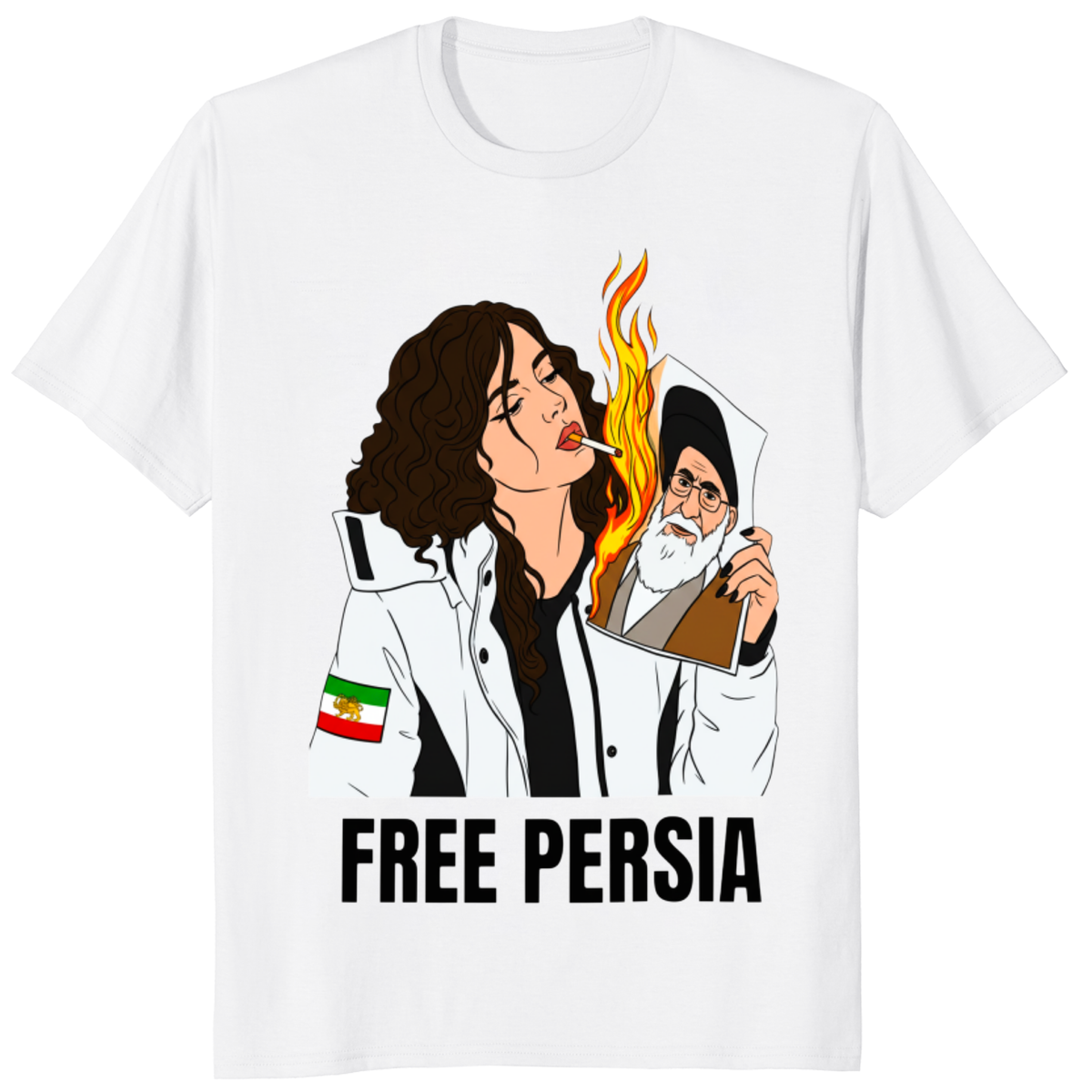 Free Persia Protest Tee showing Woman Life Freedom Iran revolution design