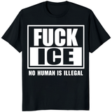 Black Fuck ICE Shirt by Cuccico with No Human Is Illegal and Anti ICE protest design