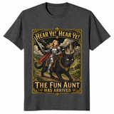 Fun aunt has arrived shirt in dark heather grey