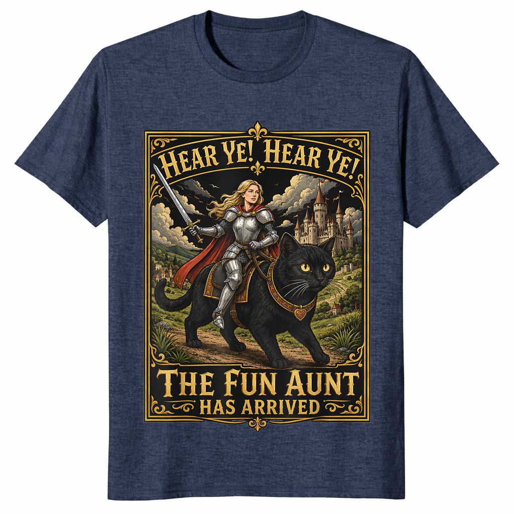 Fun aunt has arrived shirt in heather navy